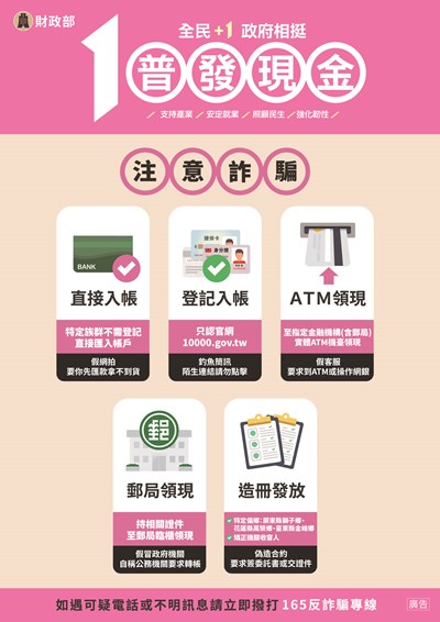 普發現金預防詐騙